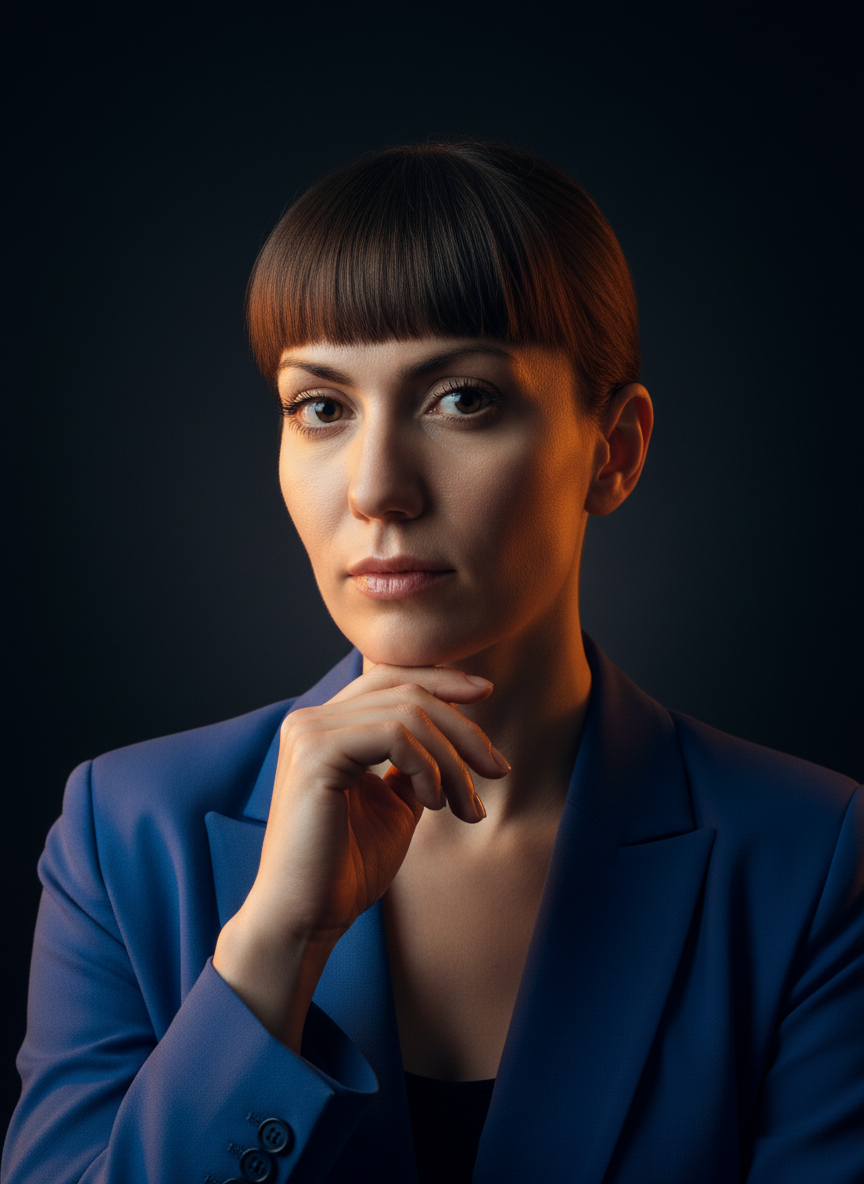 AI portrait for an expert: business style, studio lighting